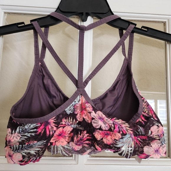 Victoria’s Secret PINK Floral Lace Strappy Bralette Medium Tropical Print - Picture 2 of 10